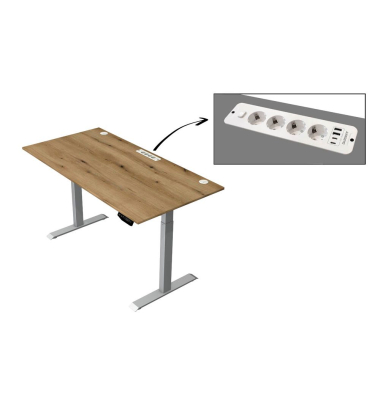 Schreibtisch Move 1 plus, elektrisch höhenverstellbar, 74-123cm (H), 160x80cm (BxT), rechteckig, weiß / grau