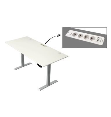 Schreibtisch Move 1 plus, elektrisch höhenverstellbar, 74-123cm (H), 180x80cm (BxT), rechteckig, weiß / grau