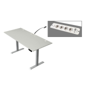 Schreibtisch Move 1 plus, elektrisch höhenverstellbar, 74-123cm (H), 180x80cm (BxT), rechteckig, weiß / grau