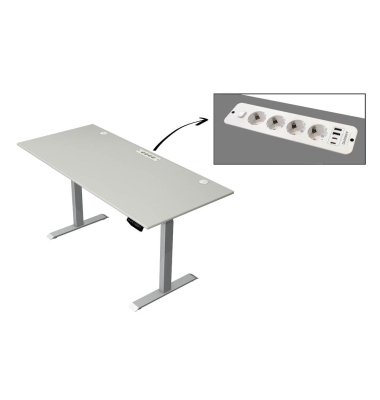 Schreibtisch Move 1 plus, elektrisch höhenverstellbar, 74-123cm (H), 180x80cm (BxT), rechteckig, weiß / grau