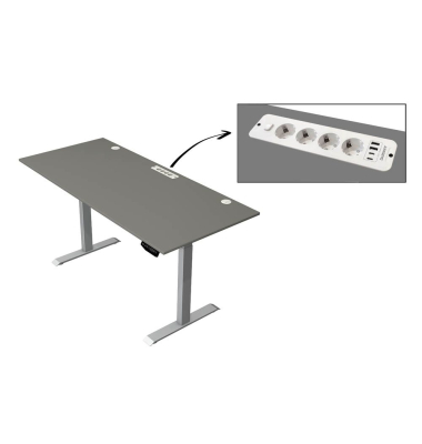 Schreibtisch Move 1 plus, elektrisch höhenverstellbar, 74-123cm (H), 180x80cm (BxT), rechteckig, weiß / grau