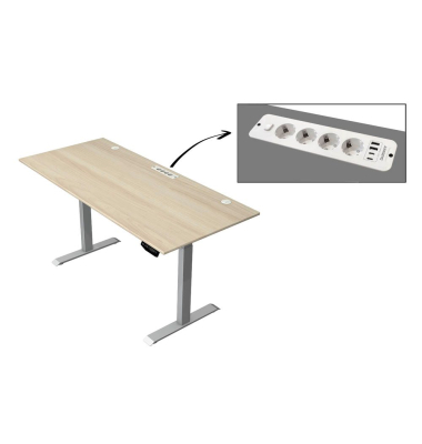Schreibtisch Move 1 plus, elektrisch höhenverstellbar, 74-123cm (H), 180x80cm (BxT), rechteckig, weiß / grau