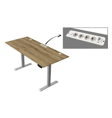Schreibtisch Move 1 plus, elektrisch höhenverstellbar, 74-123cm (H), 180x80cm (BxT), rechteckig, weiß / grau