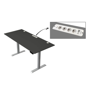 Schreibtisch Move 1 plus, elektrisch höhenverstellbar, 74-123cm (H), 180x80cm (BxT), rechteckig, weiß / grau