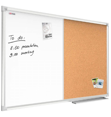 Kombitafeln CO129, Kork/Whiteboard, Aluminium