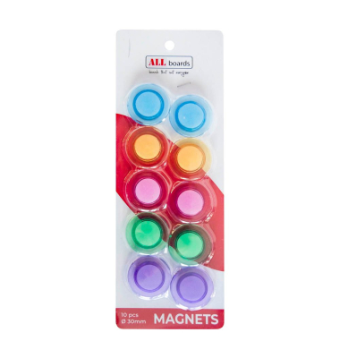 Magnet farbsortiert, Kunststoff Ø 3,0 x 0,6 cm