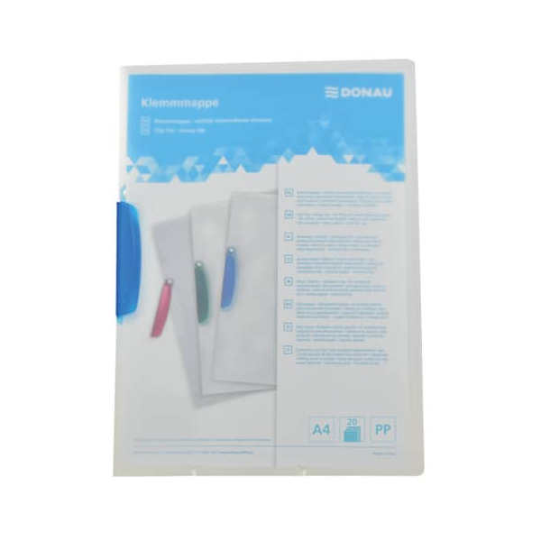 10 Stück Donau Klemmhefter - 8557190-10, A4 transluzent/blau, für ca. 40 Blatt, Polypropylen (PP) 80g 9004546453796 Donau