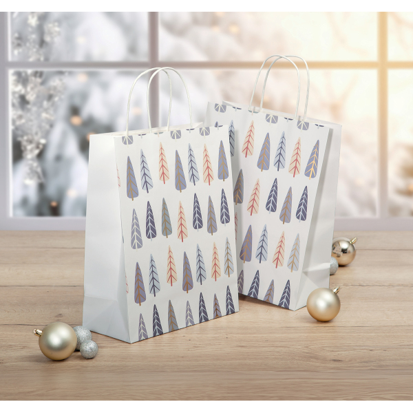 70 Stück Sigel Geschenktasche groß - weiß, blau, gold  - mit Bodeneinlage und farblich abgestimmten Papierkordelgriffen - Papier - 26 x 33 cm 4