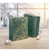 Geschenktasche GT118, Golden ornaments on green