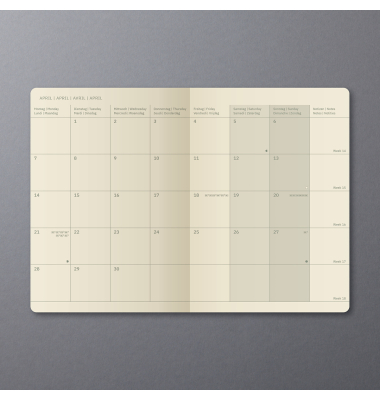Taschenkalender C2585, Conceptum, schwarz, 1 Monat / 2 Seiten, 9,3x14cm (A6), 2025