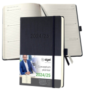 Buchkalender C2501, Conceptum, schwarz, 1 Woche / 2 Seiten,  (A5), Juli 2024 - Dezember 2025