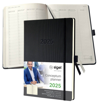 Buchkalender C2518, Conceptum, schwarz, 1 Woche / 2 Seiten,  (ca. A4), 2025