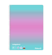 Notizblock 400197019, kariert Rand beidseitig / Lineatur 28, A4, 70g, rosa, mint, 80 Blatt