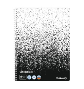 Notizblock 400197021, kariert Rand beidseitig / Lineatur 28, A4, 70g, schwarz, weiss, 80 Blatt