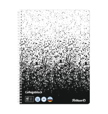 Notizblock 400197021, kariert Rand beidseitig / Lineatur 28, A4, 70g, schwarz, weiss, 80 Blatt