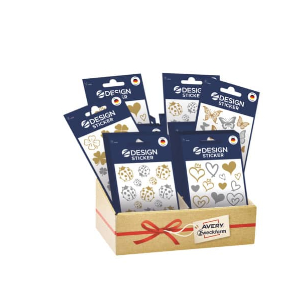 60 Stück AVERY Zweckform Sticker Gold & Silber sortiert  AVERY Zweckform