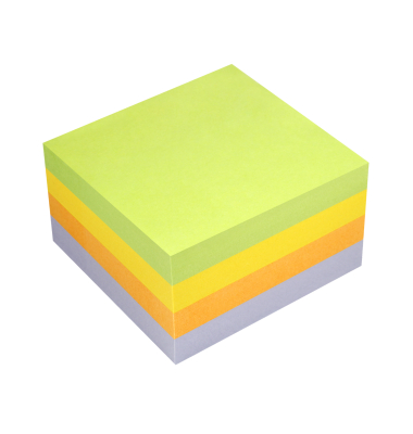 Haftnotizen 5792, 75x75mm, farbig sortiert (limonengr&uuml;n/rapsgelb/orange/violett), quadratisch