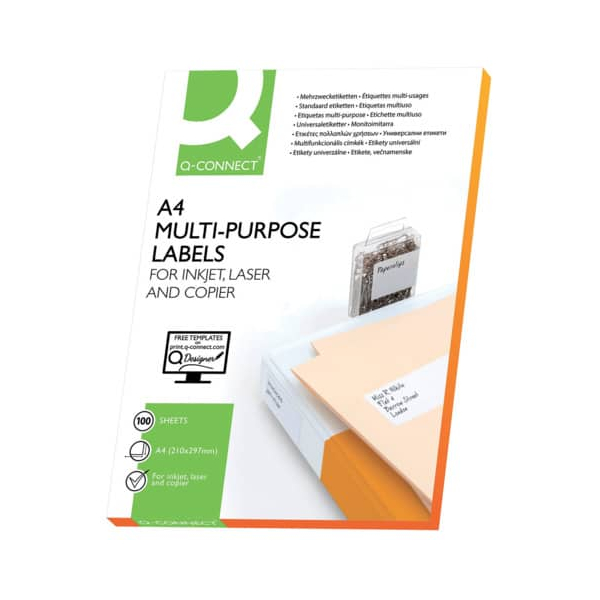 5705831106642 - Etiketten KF10664 weiß 210x297mm (BxH) 5705831106642 Q-CONNECT KF10664 100 Stück