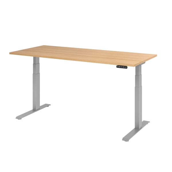4032062182703 - Sitz-Steh-Schreibtisch Basic VXDKB19 E S elektrisch höhenverstellbar 64-129cm (H) 180x80cm (BxT) rechteckig eiche   silber 