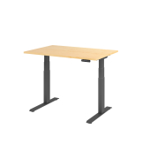 Schreibtisch Basic, höhenverstellbar, 64-129cm (H), rechteckig, ahorn / graphit