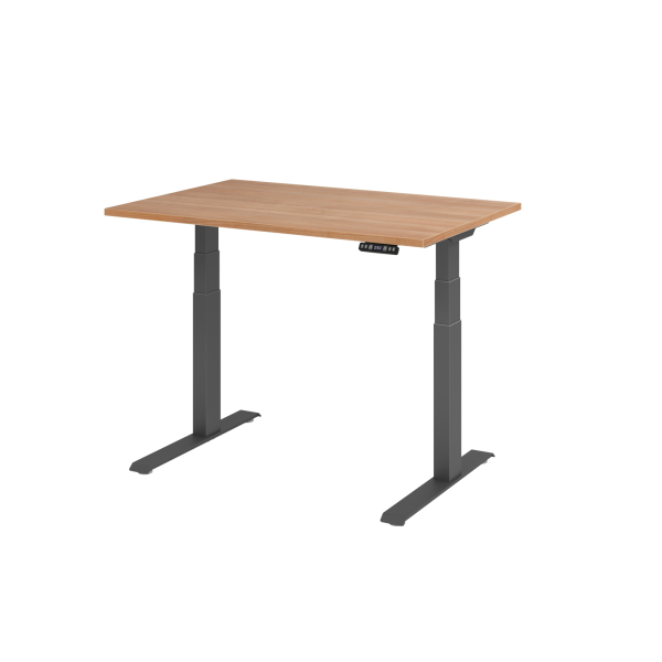 4032062185766 - Schreibtisch Basic elektrisch höhenverstellbar 64-129cm (H) 120x80cm (BxT) rechteckig nussbaum   graphit 4032062185766 Hamm