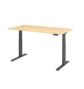 Schreibtisch Basic, elektrisch h&ouml;henverstellbar, 64-129cm (H), 160x80cm (BxT), rechteckig, ahorn / graphit