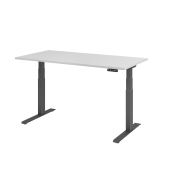 Schreibtisch Basic, elektrisch h&ouml;henverstellbar, 64-129cm (H), 160x80cm (BxT), rechteckig, grau / graphit