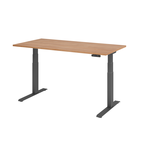 4032062185834 - Schreibtisch Basic elektrisch höhenverstellbar 64-129cm (H) 160x80cm (BxT) rechteckig nussbaum   graphit 4032062185834 Hamm