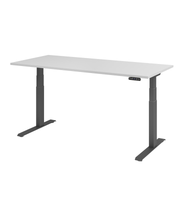 Schreibtisch Basic, höhenverstellbar, 64-129cm (H), rechteckig, grau / graphit