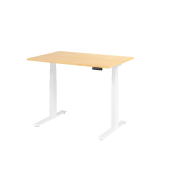 Sitz-Steh-Schreibtisch Basic, elektrisch h&ouml;henverstellbar, 64-129cm (H), 120x80cm (BxT), rechteckig, ahorn / wei&szlig;
