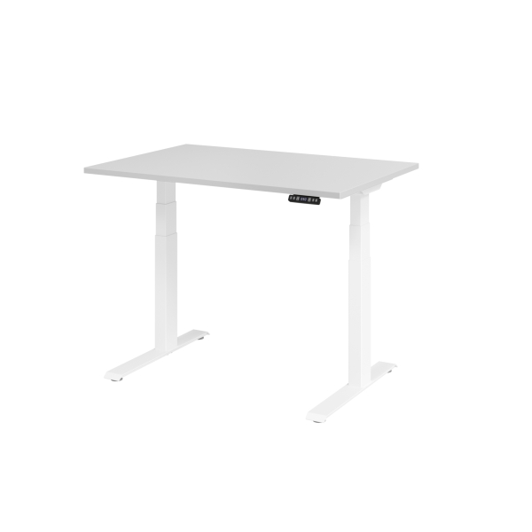 4032062191057 - Schreibtisch Basic elektrisch höhenverstellbar 64-129cm (H) 120x80cm (BxT) rechteckig grau   weiß 4032062191057 Hammerbache
