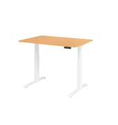 Schreibtisch Basic, höhenverstellbar, 64-129cm (H), rechteckig, buche / weiß