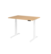 Sitz-Steh-Schreibtisch Basic, elektrisch h&ouml;henverstellbar, 64-129cm (H), 120x80cm (BxT), rechteckig, eiche / wei&szlig;