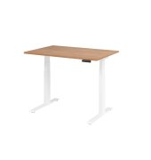 Sitz-Steh-Schreibtisch Basic, elektrisch h&ouml;henverstellbar, 64-129cm (H), 120x80cm (BxT), rechteckig, nussbaum / wei&szlig;