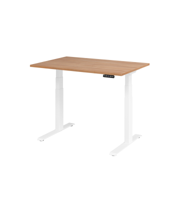 Schreibtisch Basic, elektrisch h&ouml;henverstellbar, 64-129cm (H), 120x80cm (BxT), rechteckig, nussbaum / wei&szlig;