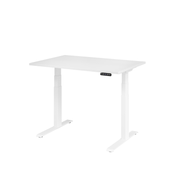 Schreibtisch Basic, höhenverstellbar, 64-129cm (H), rechteckig, weiß / weiß