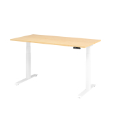 Schreibtisch Basic, höhenverstellbar, 64-129cm (H), rechteckig, ahorn / weiß