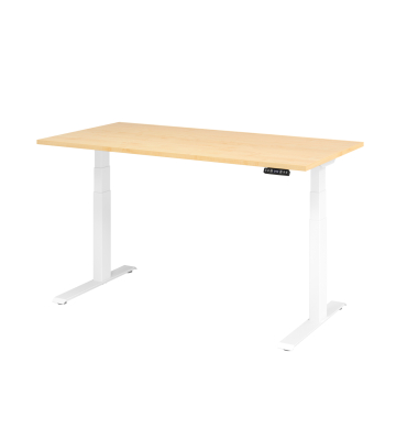 Schreibtisch Basic, elektrisch h&ouml;henverstellbar, 64-129cm (H), 160x80cm (BxT), rechteckig, ahorn / wei&szlig;