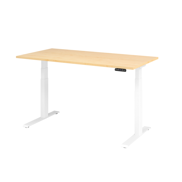 4032062191132 - Schreibtisch Basic elektrisch höhenverstellbar 64-129cm (H) 160x80cm (BxT) rechteckig ahorn   weiß 4032062191132 Hammerbach