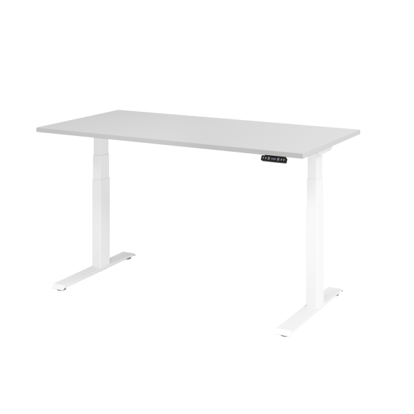 4032062191149 - Schreibtisch Basic elektrisch höhenverstellbar 64-129cm (H) 160x80cm (BxT) rechteckig grau   weiß 4032062191149 Hammerbache