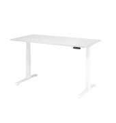 Schreibtisch Basic, höhenverstellbar, 64-129cm (H), rechteckig, weiß / weiß