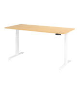 Schreibtisch Basic, höhenverstellbar, 64-129cm (H), rechteckig, ahorn / weiß