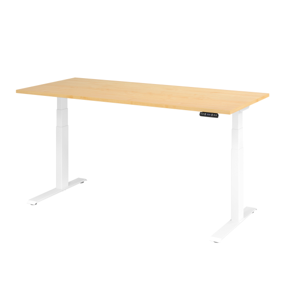 4032062191224 - Schreibtisch Basic elektrisch höhenverstellbar 64-129cm (H) 180x80cm (BxT) rechteckig ahorn   weiß 4032062191224 Hammerbach