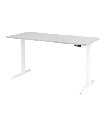 Schreibtisch Basic, höhenverstellbar, 64-129cm (H), rechteckig, grau / weiß Schreibtisch Basic, höhenverstellbar, 64-129cm (H), rechteckig, grau / weiß