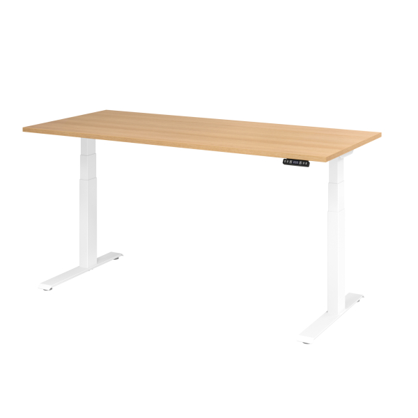 4032062191255 - Schreibtisch Basic elektrisch höhenverstellbar 64-129cm (H) 180x80cm (BxT) rechteckig eiche   weiß 4032062191255 Hammerbach