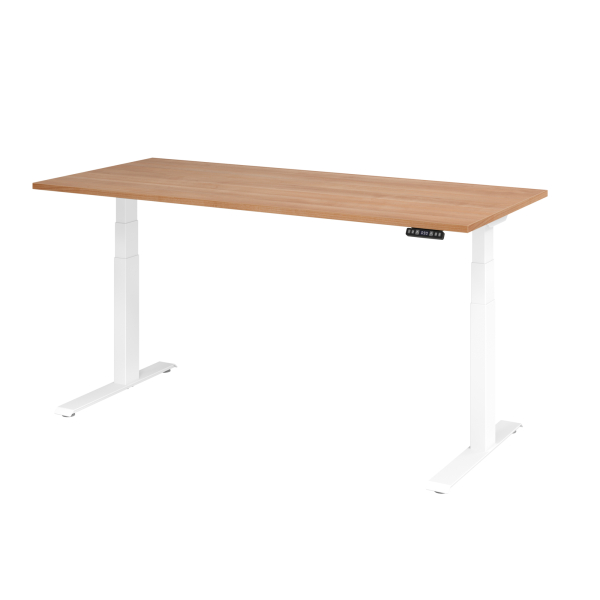 4032062191279 - Schreibtisch Basic elektrisch höhenverstellbar 64-129cm (H) 180x80cm (BxT) rechteckig nussbaum   weiß 4032062191279 Hammerb