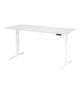 Schreibtisch Basic, höhenverstellbar, 64-129cm (H), rechteckig, weiß / weiß