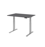 Schreibtisch Basic, höhenverstellbar, 64-129cm (H), rechteckig, graphit / silber