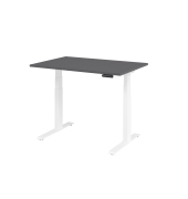 Sitz-Steh-Schreibtisch Basic, elektrisch h&ouml;henverstellbar, 64-129cm (H), 120x80cm (BxT), rechteckig, graphit / wei&szlig;