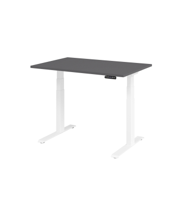 Schreibtisch Basic, höhenverstellbar, 64-129cm (H), rechteckig, graphit / weiß